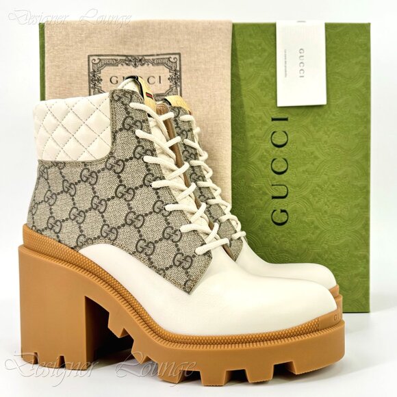 NEW GUCCI Apollo GG Supreme Canvas Leather Platform Ankle Bootie EU 41.5/US 11.5 - Picture 2 of 15